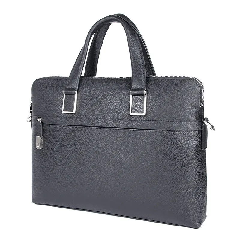 Nesitu Highend Black Chocolate Blue Genuine Leather 14'' Laptop Office Men's Briefcase Business Messenger Bag A4 Portfolio M7412