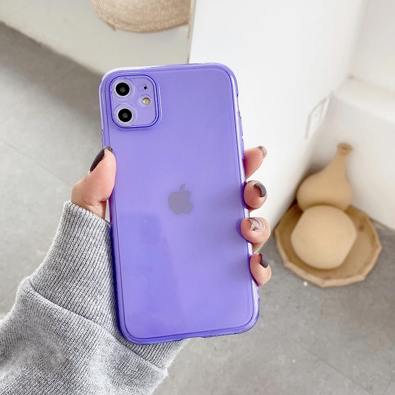 Camera Protective Phone Case For iPhone 11 Pro Max XR XS 7 8 Plus X Soft TPU Colorful Fluorescent Clear Anti-fall Cases | Мобильные