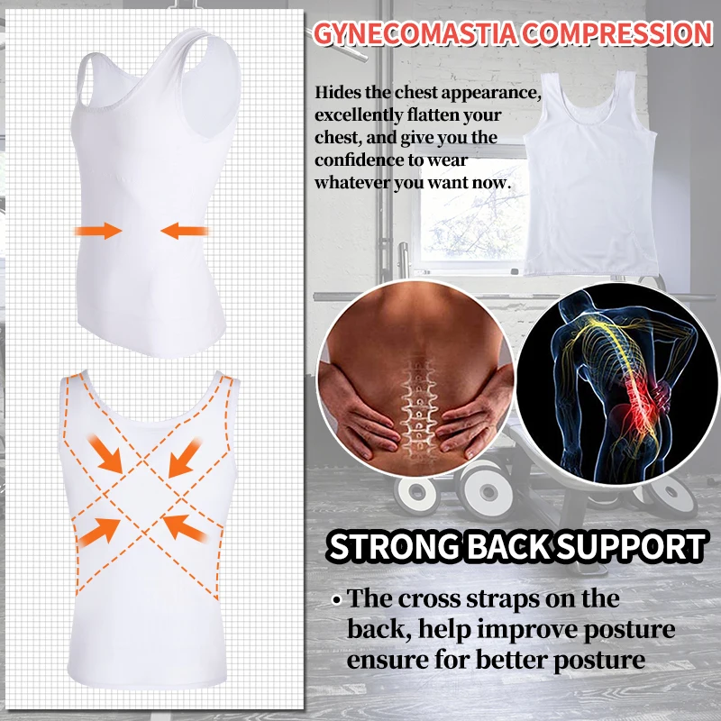 Men's Chest Compression Shirt to Hide Gynecomastia Moobs Slimming Body Shaper Vest Abdomen Chest Slim Shirt Corset For Men