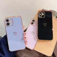 electroplated phone case for iphone 13 12 pro 11 pro max xr xs max x 7 8 plus cases love heart camera protection bumper cover