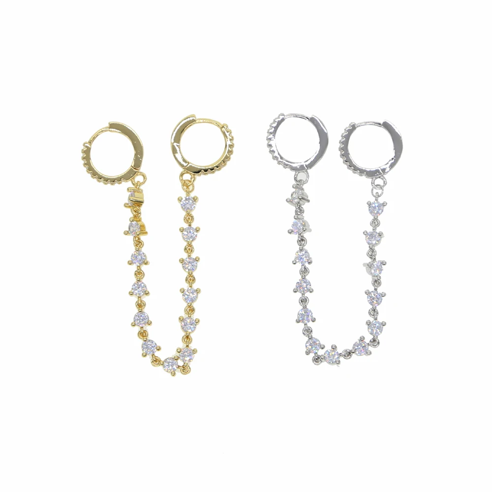 Круглые Серьги-багетты с фианитами 2 цвета | Украшения и аксессуары