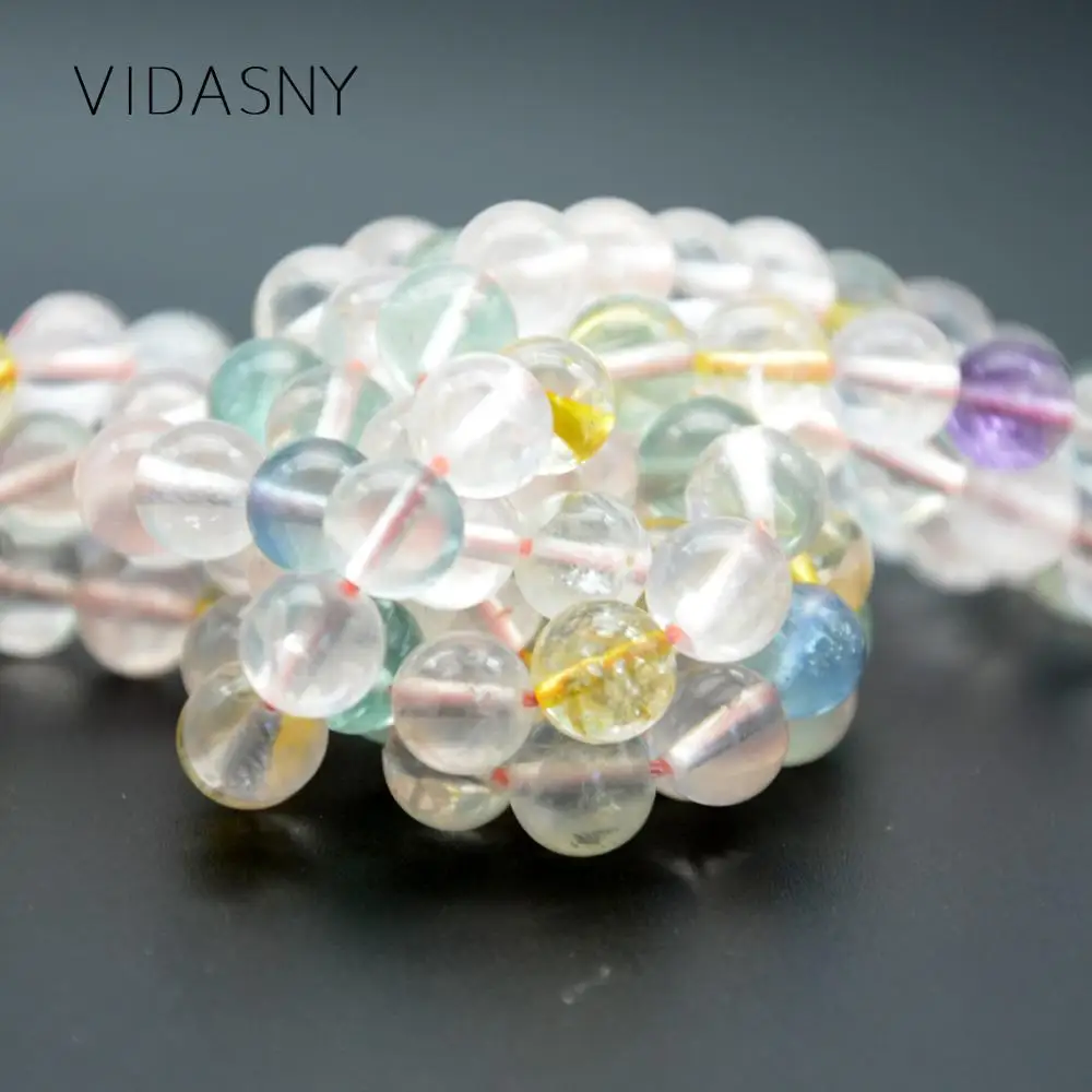 Натуральный камень смешанные аметистами желтый Рутиловый Quartzs Круглые бусины