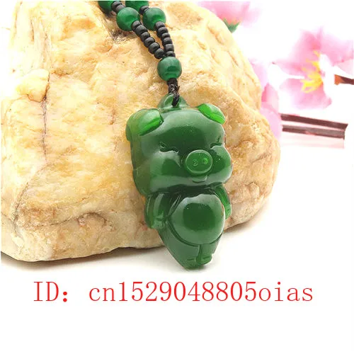 Ожерелье с бусинами из натурального зеленого китайского нефрита в виде милой