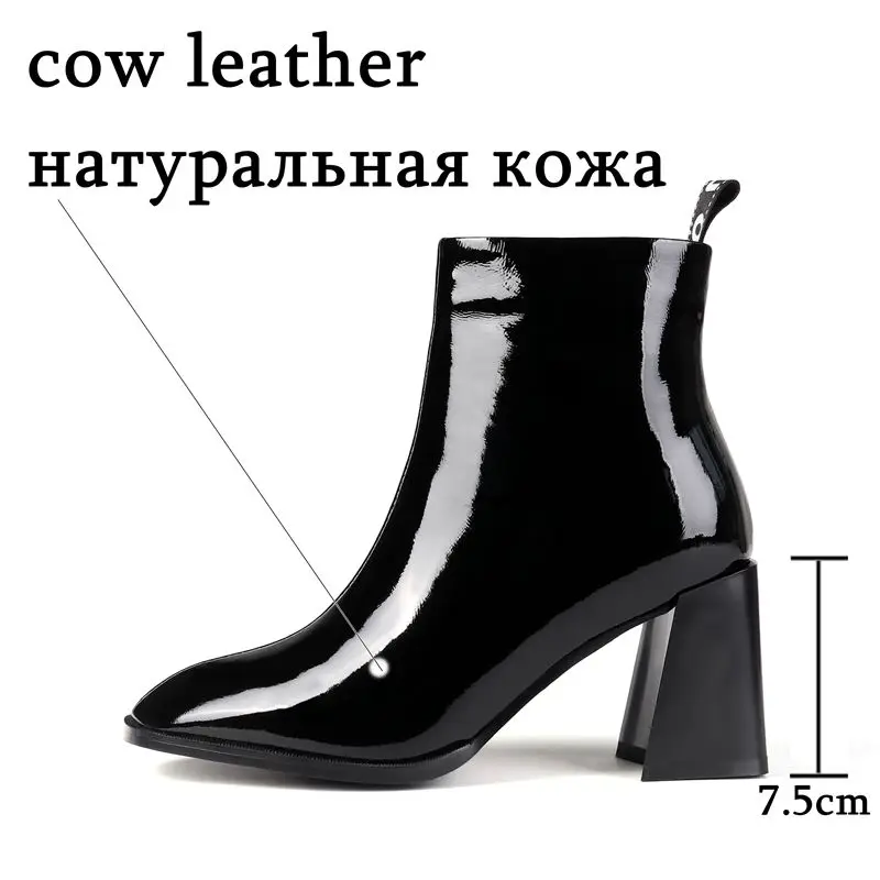 YINKOGET/женские ботинки из натуральной кожи на толстом высоком каблуке с плюшевой
