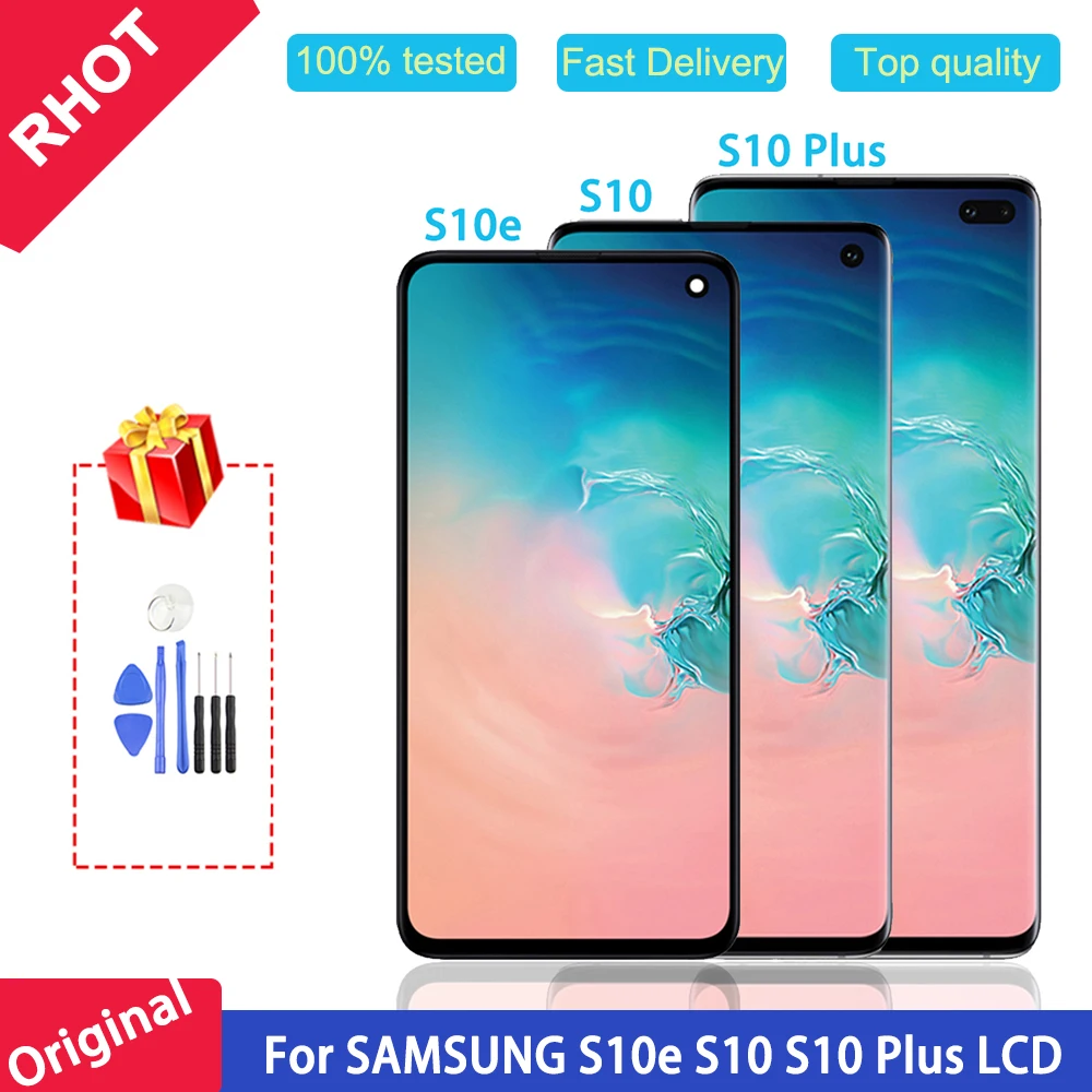 

100% протестированный оригинальный AMOLED ЖК-дисплей для Samsung Galaxy S10e, G970, S10, G973, S10 Plus, G975, ЖК-дисплей с сенсорным экраном, дигитайзер в сборе