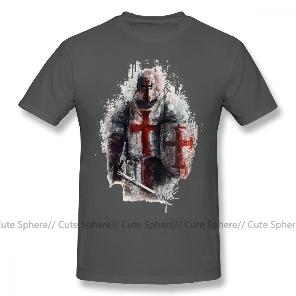 Футболка Crusader, футболка Crusader, модная футболка с графикой, 100 хлопок, мужская, 4xl, с коротким рукавом, забавная футболка - Цвет: Dark Grey