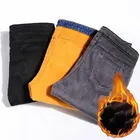 Облегающие Женские джинсы на флисе 25-32, зимние утепленные обтягивающие брюки-карандаш, эластичные джинсы с высокой талией, 2021, корейские модные черные джинсовые брюки