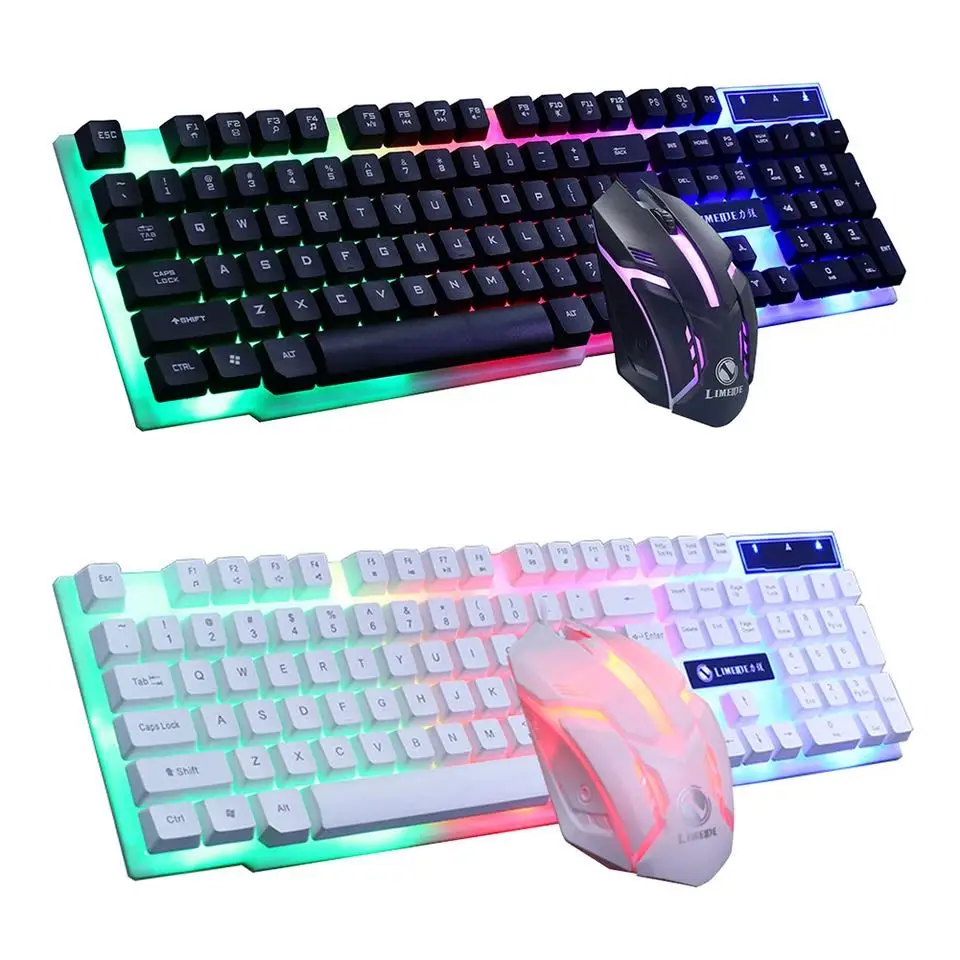 USB Проводная игровая клавиатура Мышь комплект ПК Доступны все цвета радуги