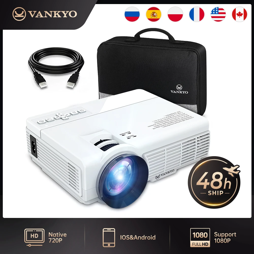 Прямая поставка мини проектор VANKYO для отдыха 3 Вт 1080P с поддержкой синхронизации
