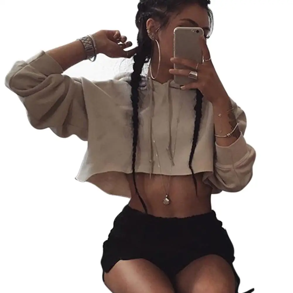 Casual Pullovers Women Girls Hoodie Woman Cozy Cropped Tops Hooded Cut Out Halter Short Sweatshirts Tracksuits Female