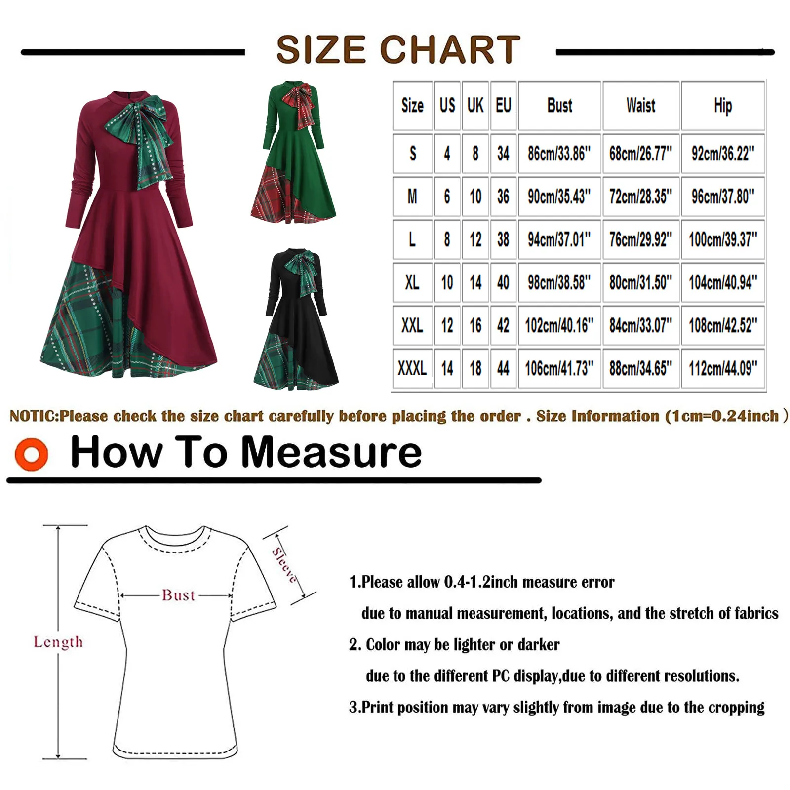 

Women Long Sleeve Plaid Print Dress Flared Overlay Dress Long Sleeves High Waist Retro Dress Halloween Xmas Party Vestidos#f3