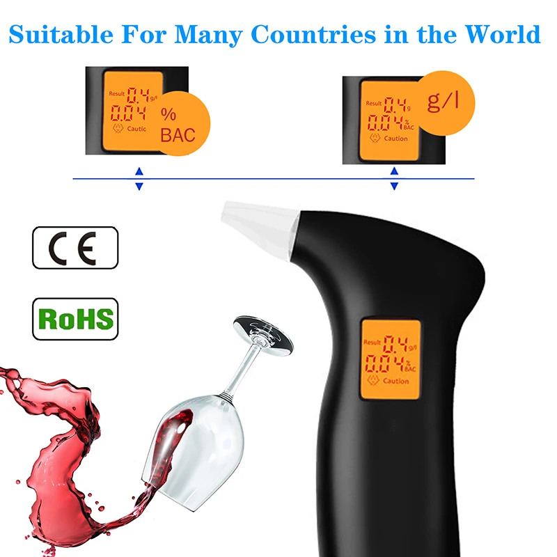 Портативный алкотестер LAMJAD 2019 с 10 мундштуками профессиональный Алкотестер