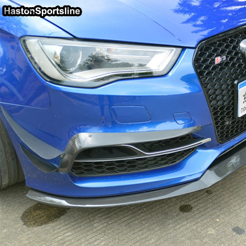 Для Audi S3 карбоновый автомобильный передний разделитель вентиляционное отверстие Украшение боковая формовочная отделка- только S3 седан