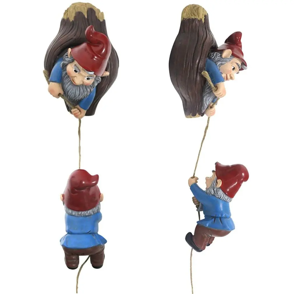 

Climbing Gnomes Tree Hugger Novelty Garden Statue Decor Cartoon Dwarf Sculpture Whimsical Tree Hanging Props