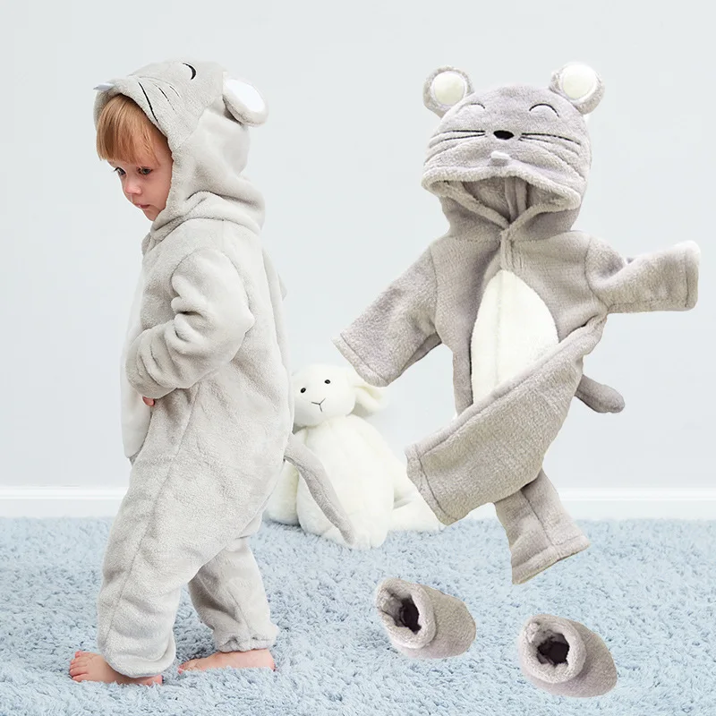 Детский костюм с капюшоном коала кошка волк птица цельная Пижама для маленьких