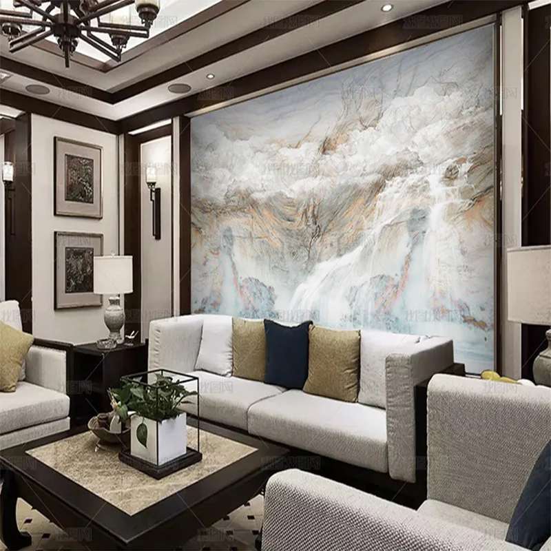 Новые художественные обои с 3d-изображением китайского Пейзажа мрамора пейзажа
