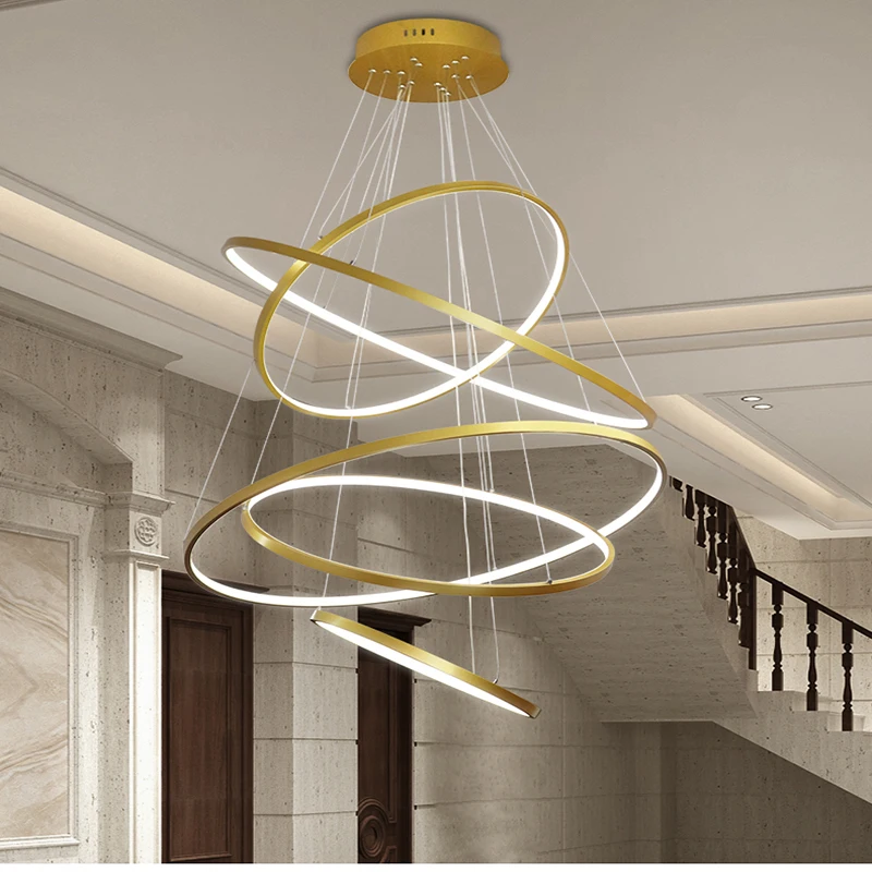 Modern New Arrival Classical Circle Ring Led Nordic Pendant Light Creativity White Black Silver Gold Frame Home Lighting Bedroom images - 6