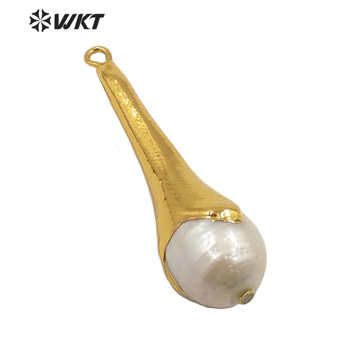 

WT-JP193 WKT Trendy Baroque Pearl Pendant Long Water Drop Shape Pendant Gold Electroplated Fashion Pendant Jewelry Finding