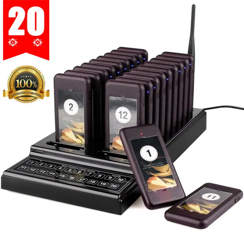 20 каналов Гостевая система подкачки Ресторан беспроводной пейджер 1 км