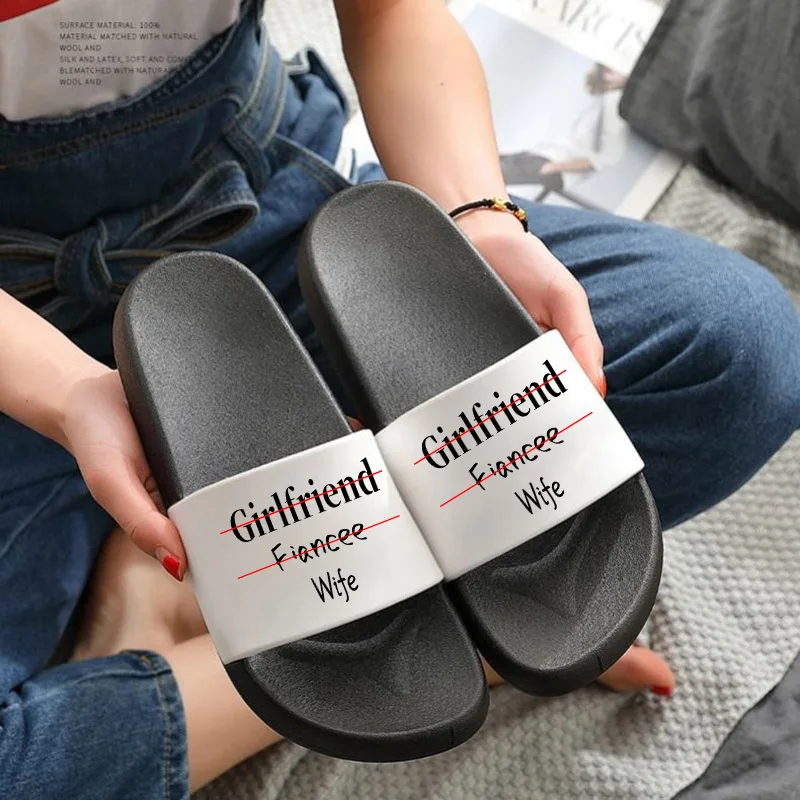 

Slippers For Women Letter Girlfriend Print Home Flip Flops Bathroom Comfort Shoes For Women Woman Slipper Summer Women Sandals