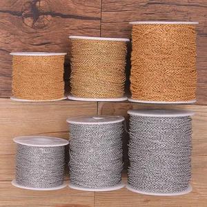 Цепочка для ожерелья, из нержавеющей стали, двухцветная, 5 млот, 3 размера