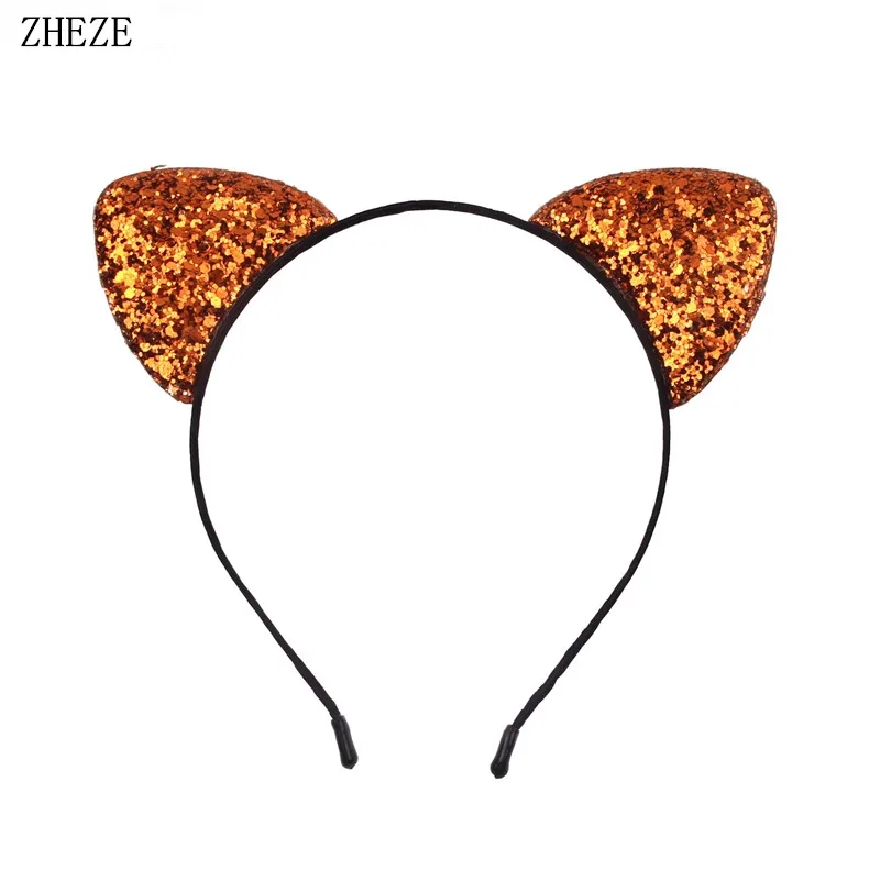 12 шт./лот новые двухсторонние блестящие повязки на голову с кошачьими ушками для