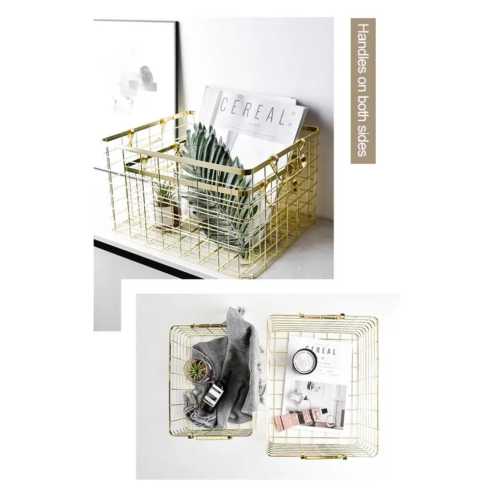 Железная корзина-органайзер для косметики в скандинавском стиле цвета розового