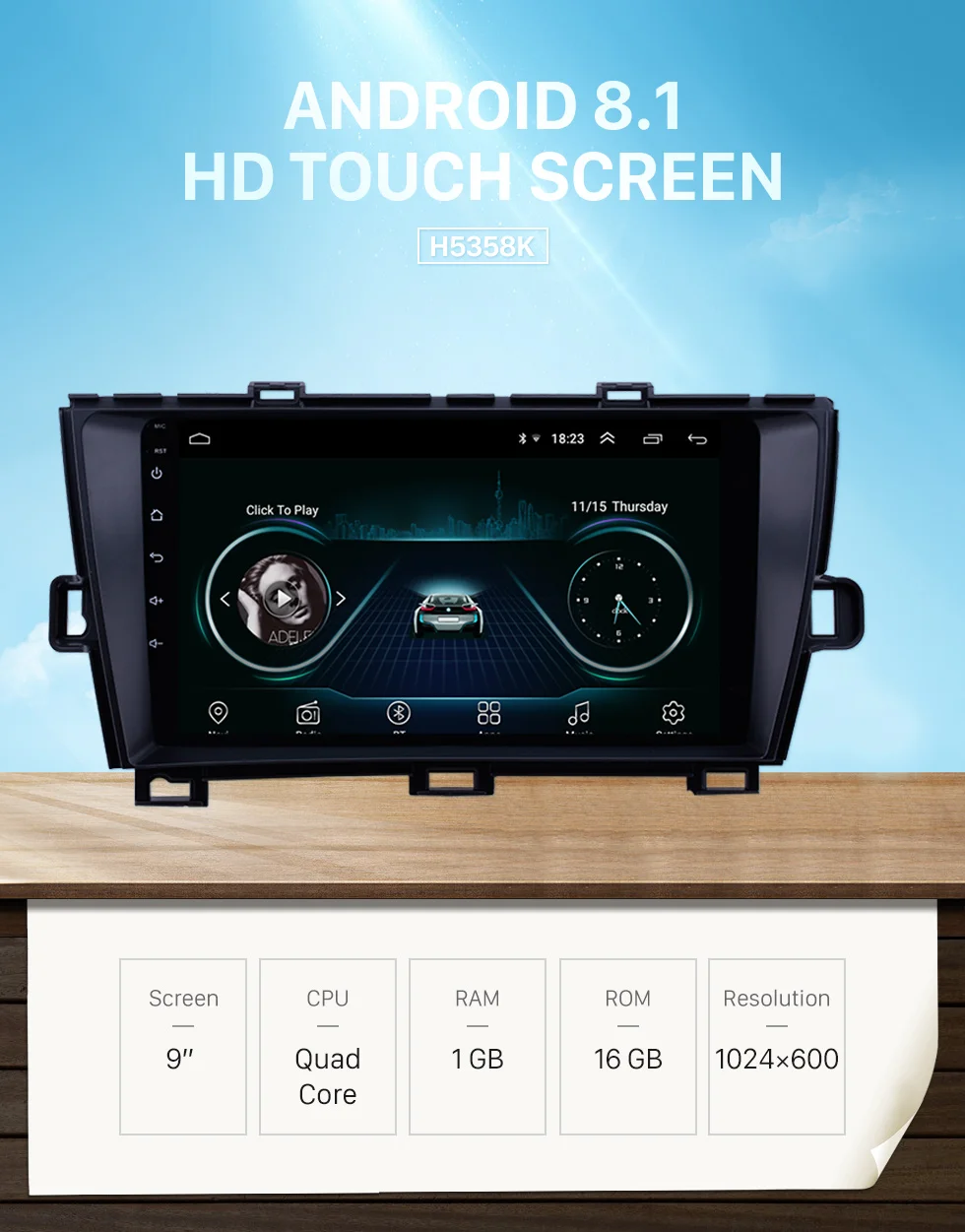 Harfey HD сенсорный экран GPS 9 дюймов Android 8,1 автомобильный радиоприемник для Toyota Prius RHD 2009 2010-2013 поддержка Carplay задняя камера 2din