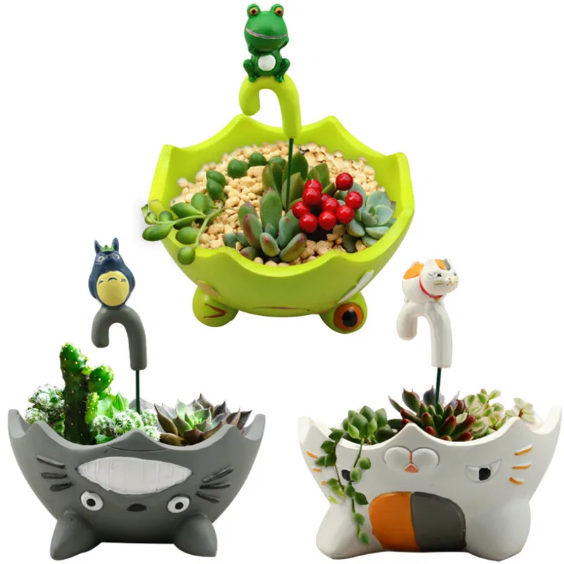 Мультяшный МИЛЫЙ Тоторо цветочный горшок из смолы креативные поделки домашний