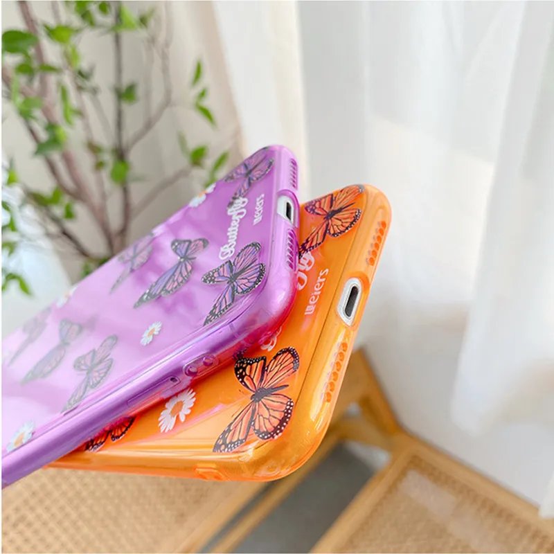 

Fashion Fluorescent Cute Butterfly Phone Case for iPhone 11 Pro MAX XR X XS Max 7 8 Plus SE 2020 Transparent Soft Silicone Case