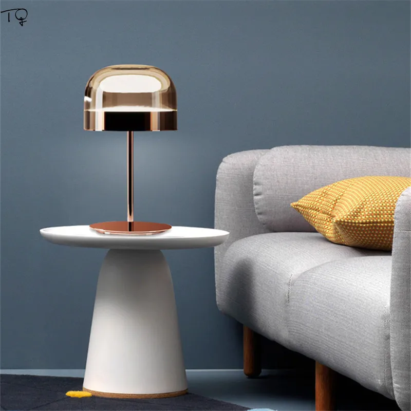 

Post-modern Creative Designer Rose Gold Glass Equator Table Lamp Led Lanterns Art Decor Hotel Bedside Bedroom Living Room Studio