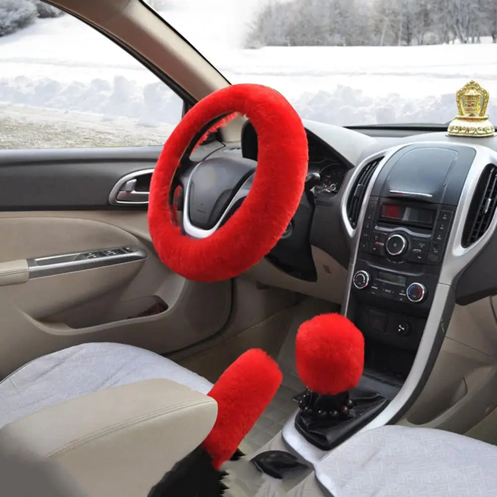 3 шт./компл. нескользящий чехол из искусственной шерсти для руля универсальный