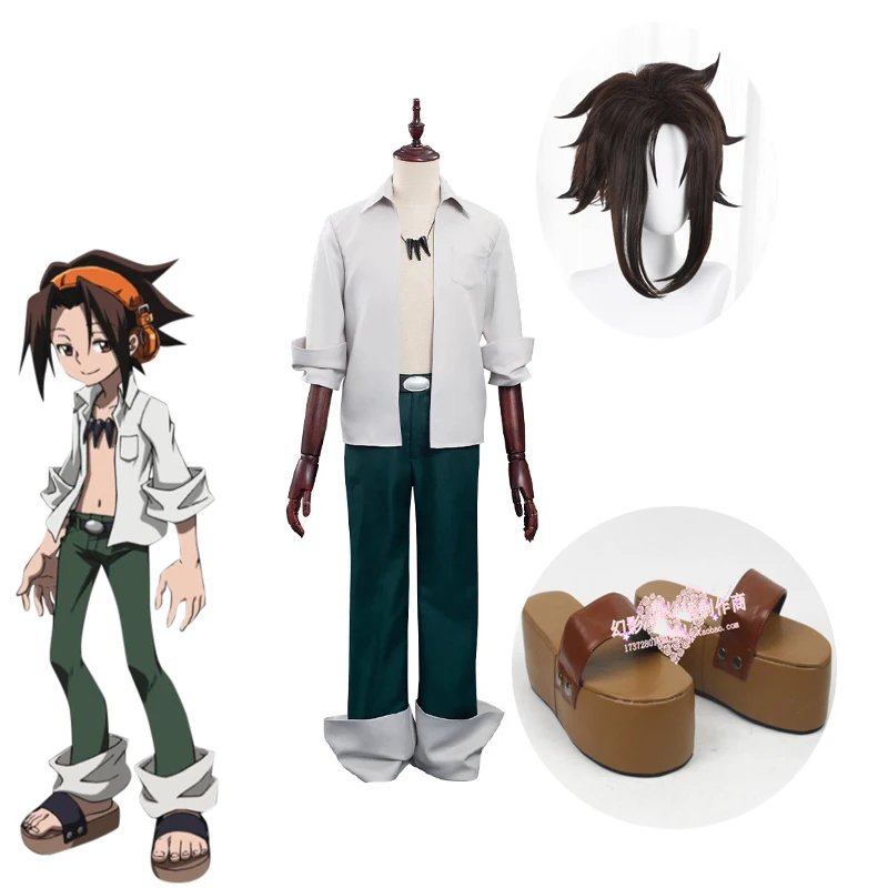 

Anime Shaman King The Super Star Yoh Asakura Cosplay Costume Shirt Pants Suit Neaklace cosplay Shoes wig Halloween Costumes