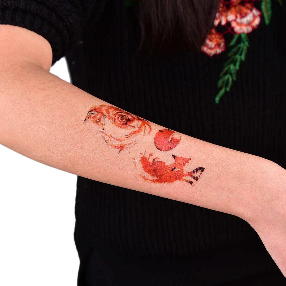 

Fox Women Men Waterproof Fake Temporary Body Art Tattoo Stickers 105*60mm Adults Hand Tatooes