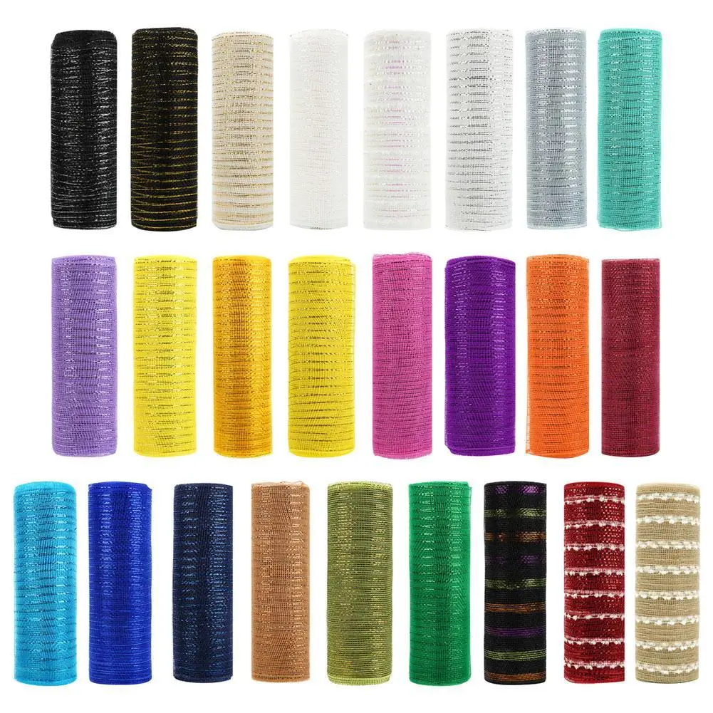 

Mesh Ribbon Home Wedding Decor Poly Mesh Ribbon with Metallic Foil Each Roll for Wreaths Swags Bows Wrapping and Decorating