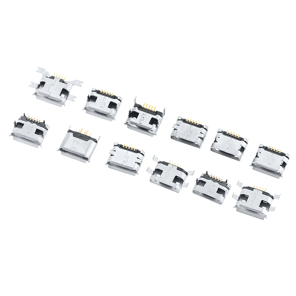 60 шт. 5-контактный разъем SMT Micro USB Type B гнездовой 12 моделей SMD Штекерный DIP |