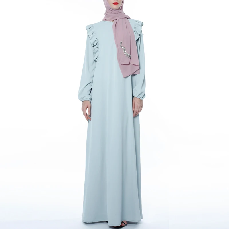 MISSJOY мусульманское женское платье на молнии Свободное abaya Дубай кимоно сплошной цвет кафтан турецкий Повседневный Ближний Восток элегантное женское платье с оборками Плать