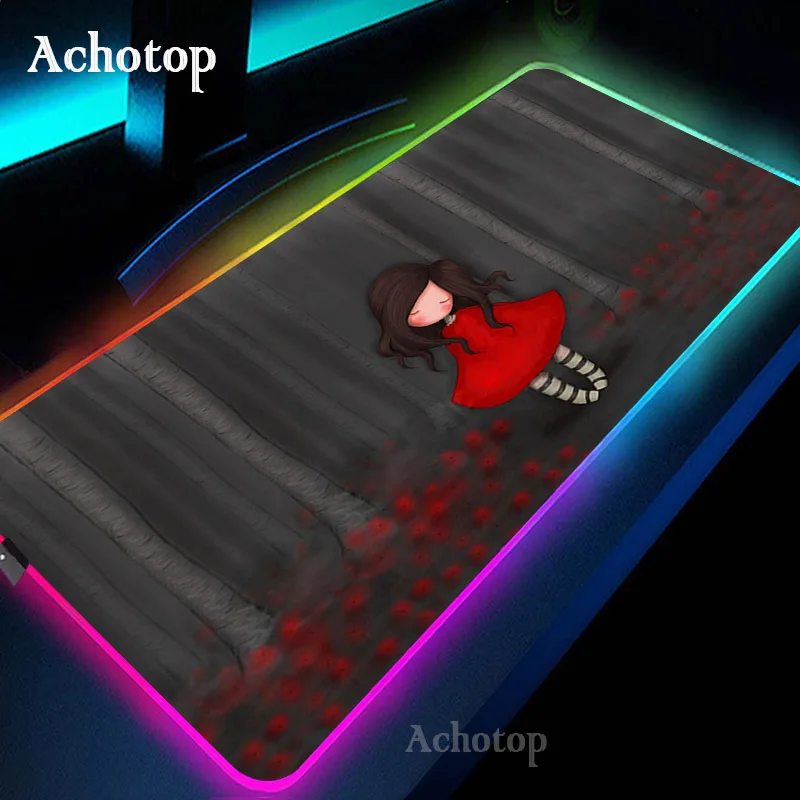 

Santoro Gorjuss LED Light Gaming Mouse Pad RGB Large Keyboard Cover Rubber Base Computer Carpet Desk Mat PC Game Mousepad Mats