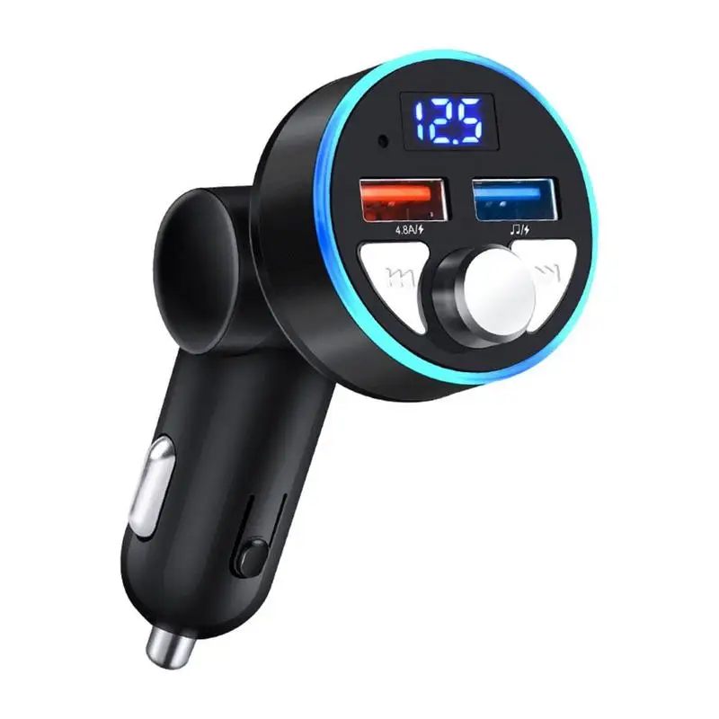 

Чёрный беспроводной Bluetooth совместимый с 5,0 FM-передатчиком 4.8A автомобильное зарядное устройство USB MP3 плеер комплект с ЖК-цифровым дисплеем