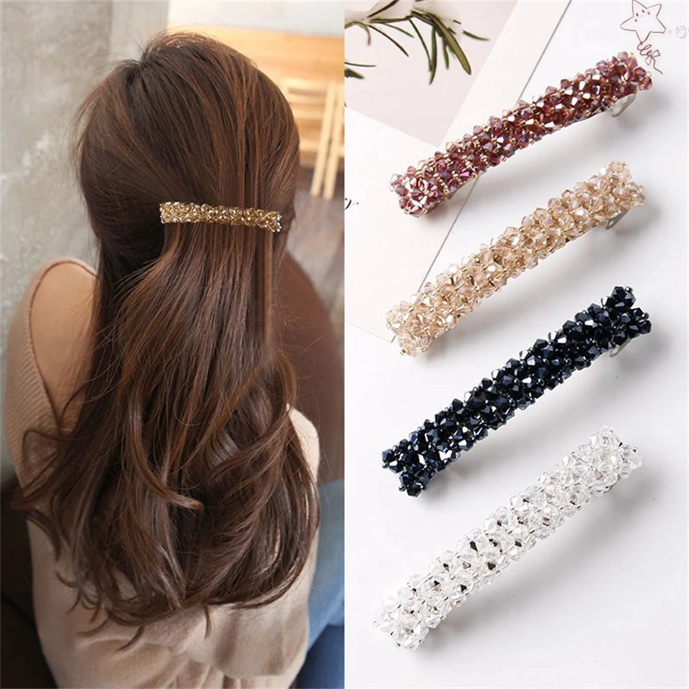

Fashion 4 Colors Luxurious Crystal Pearl Hair Clips Elegant Women Barrettes Spring Clip Hairpins Headwear Hair Accessories