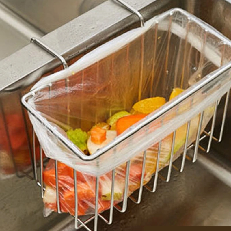 

kitchen Sink Sponge Frame Dual-purpose Storage Shelf Stainless Steel Soap Rag Dishcloth Holder Easy to Clean