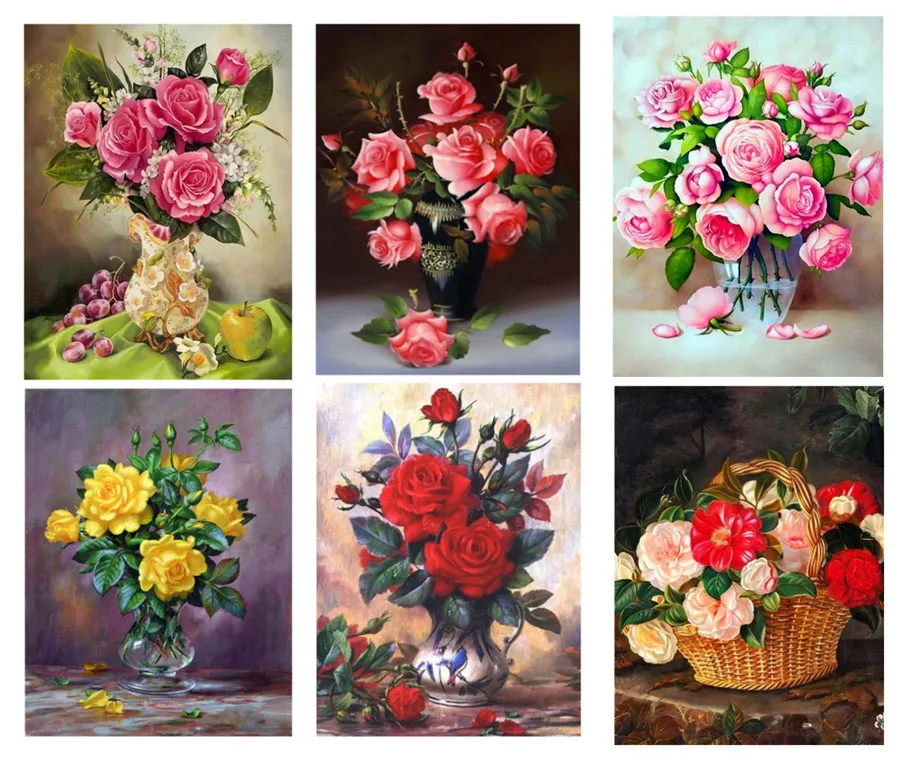 5D алмазная живопись сделай сам хризантемы розы вышивка китайской крестиком