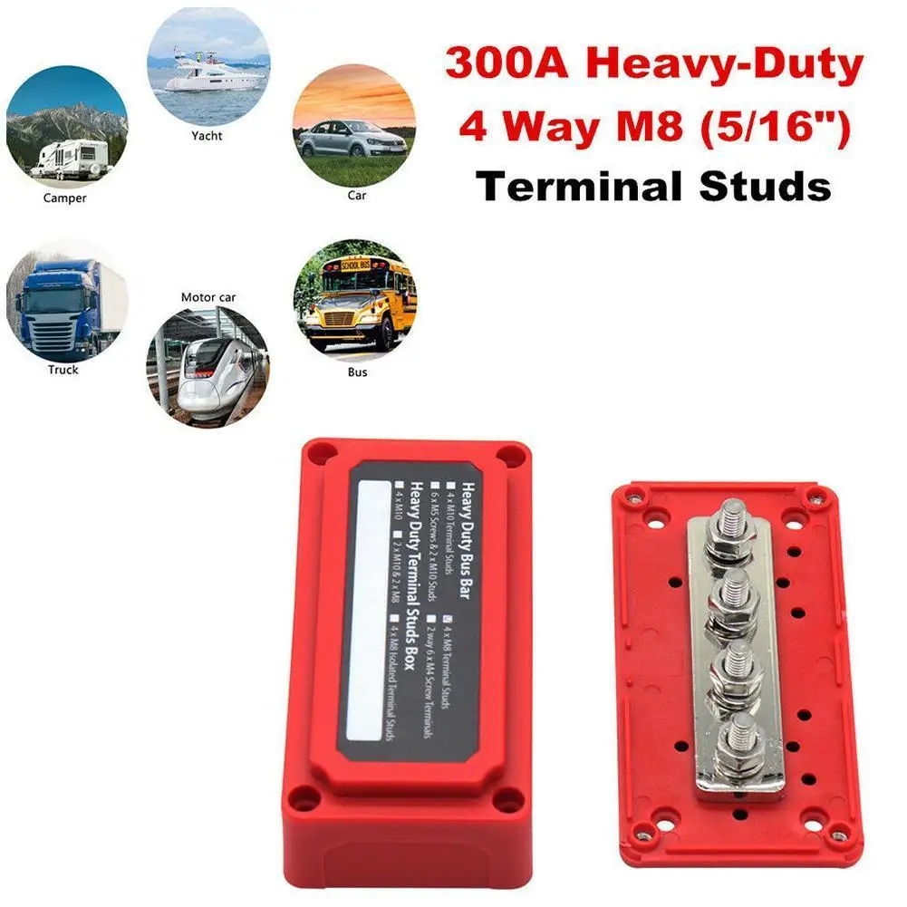 

DC48V 300A M8 Terminal Studs Board Bus-Bar Box For Car RV Ship Power Distribution Block Modular Cable Organizer Replacement Part