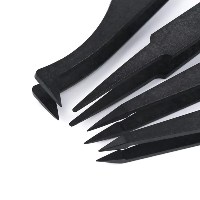 

6/8Pcs Tweezers Set Pointed Flat Curved Tips Tweezers High-elasticity Carbon Fiber Anti-static Plastic Tweezers Repair Tools Kit