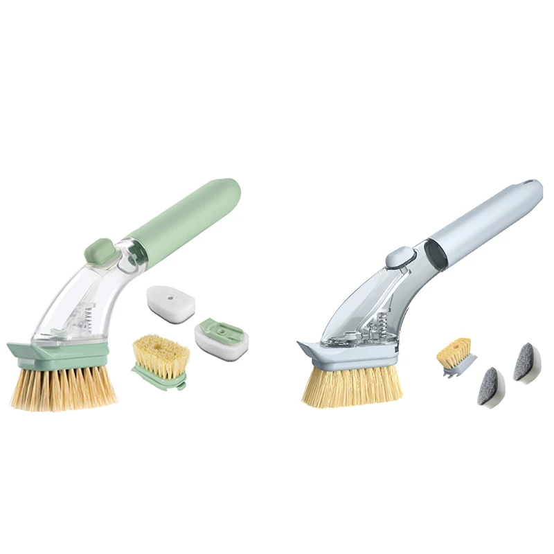 

Ручка мыла дозатор для мытья посуды, Кухня чистящую щетку для кастрюли горшки для очистки раковины, 3 дополнительных насадки для зубной щетк...