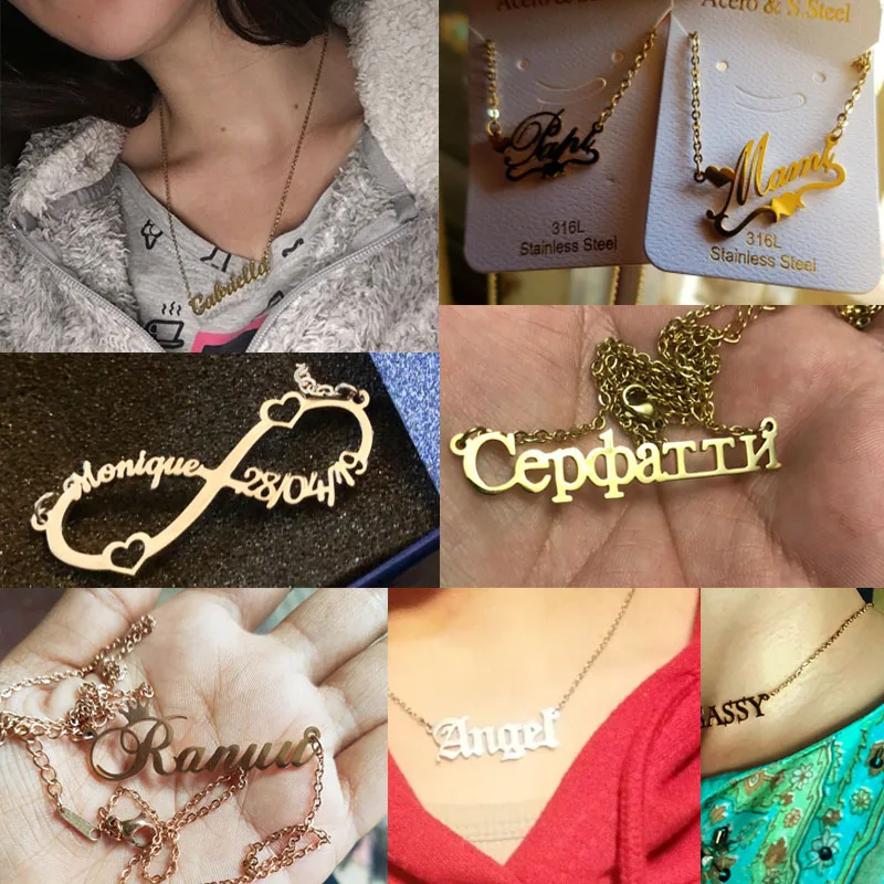 Очаровательная Персонализированная Корона имя ожерелье из нержавеющей стали