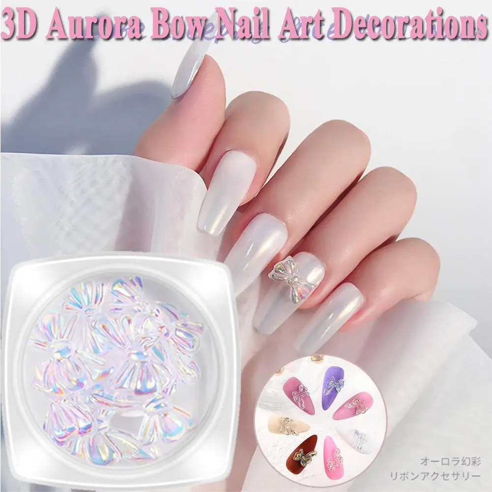 Смешанные Красочные AB Кристалл ногтей Цветок Узел галстук бабочка Аврора