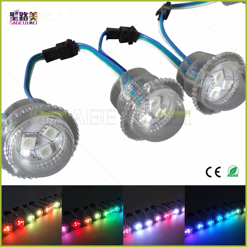 100 шт. DC12V WS2811/1903 IC 26 мм диаметр Светодиодный точечный светильник 3 светодиода 5050SMD
