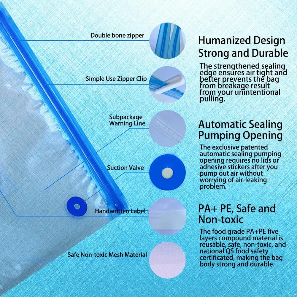 

5PCS Household Sealed Vacuum Air Bleed Fresh Food Storage Bag Freshness Protection Packaging Bags Food Vacuum Sealer Packaging