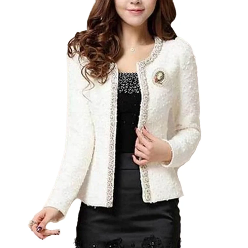 

New style autumn coat women casual beading diamond long-sleeved short jackets women